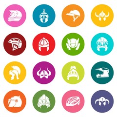 Sticker - Helmet icons set colorful circles vector