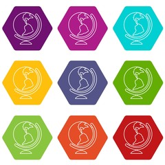 Poster - Globe icons set 9 vector