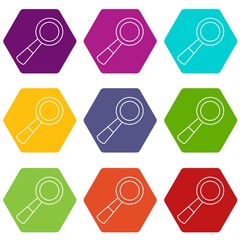 Poster - School loupe icons set 9 vector