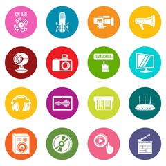 Poster - Multimedia internet icons set colorful circles vector