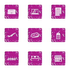 Poster - World discount icons set, grunge style