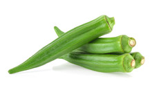 Green Okra Isolated On The White Background
