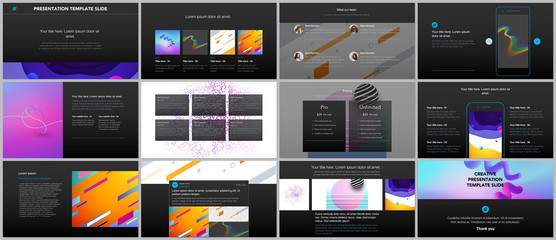 Wall Mural - minimal presentations, portfolio templates. simple elements on black background. brochure cover vect