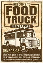 Food Truck Festival Advertising Vintage Poster