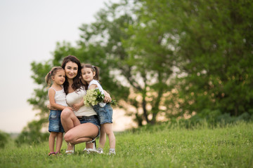 woman and children in nature