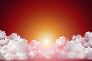 Wall Mural - layers of white clouds isolate with sun light background