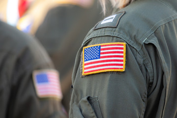 american flag patch on a pilots uniform
