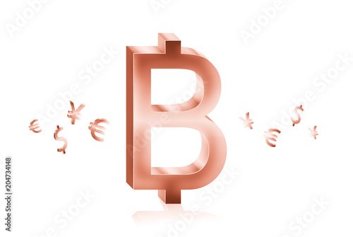 Rose Gold Metal Of Baht Currency Symbols Forex Trading Concept Rose Gold Metal Of Baht Currency Symbols Forex Trading Concept