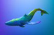 Low poly blue whale, eps10 vector