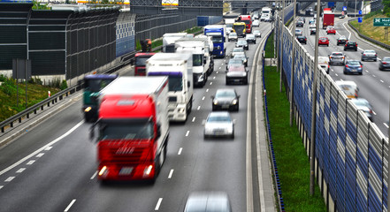 Six lane controlled-access highway in Warsaw, Poland