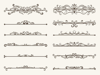 Vector set of decorative elements,  frame and line vintage style