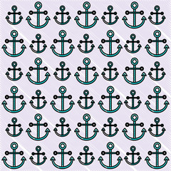 Canvas Print - background of anchors pattern, vector illustration design