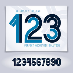 Poster - Set of vector rounded numbers made with white lines, can be used for logo creation in public relations business.