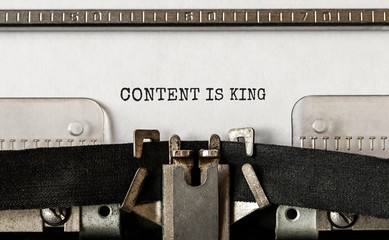 Poster - Text Content is King typed on retro typewriter