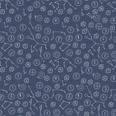 Wall Mural - seamless pattern with cosmos doodle illustrations.