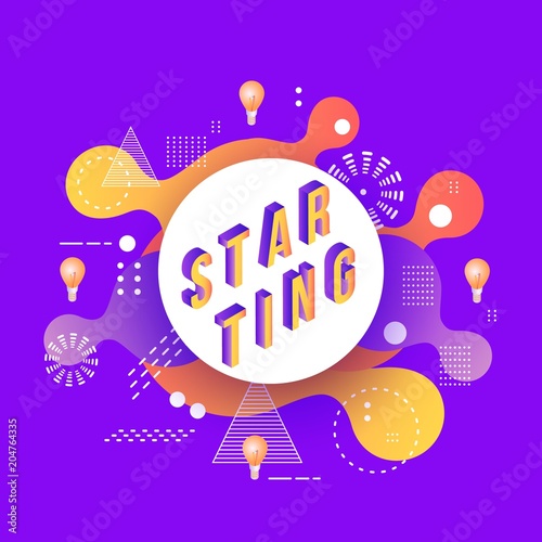Trendy Starting Poster Banner Background Template With Orange Red