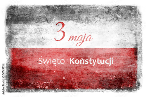 Dekoracja na wymiar  bialo-czerwona-flaga-polski-zniszczona-i-poplamiona-w-czasie-walk-z-napisem-may
