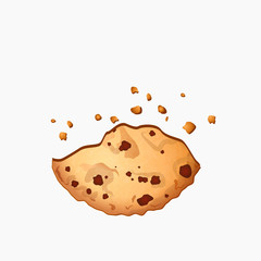 Freshly baked chocolate crumbs chips isolated on white background. Homemade choco chip cookies vector illustration. Sweet cookies with chocolate dots. Delicious pastry