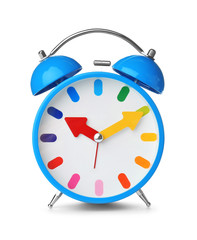 Poster - Alarm clock on white background. Time change concept