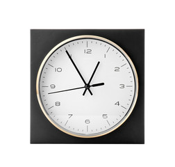 Poster - Big clock on white background. Time change concept