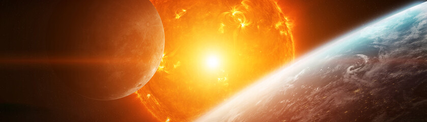 Wall Mural - exploding close to planet earth 3d rendering elements of this image furnished by nasa