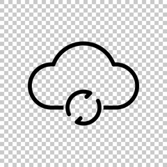 Poster - outline update simple cloud icon. linear symbol with thin outline. On transparent background.