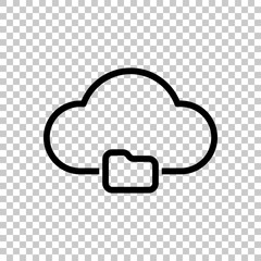 Poster - outline simple cloud and folder. linear symbol with thin outline. On transparent background.