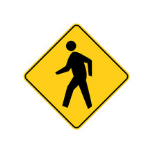 USA Traffic Road Signs. Pedestrian Crossing Ahead. Vector Illustration