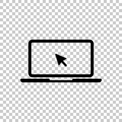 Poster - Laptop or notebook with arrow on screen. On transparent background.