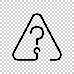Poster - Question mark in warning triangle. Linear icon with thin outline. One line style. On transparent background.