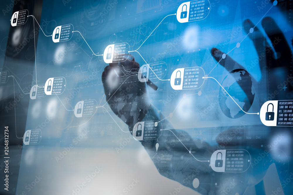 businessman working with modern technology and digital layer effect as business strategy concept