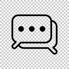 Poster - Simple chat. Couple of square text clouds. Linear icon with thin outline. On transparent background.