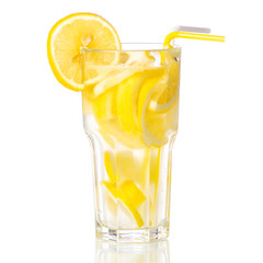 Canvas Print - Glass lemonade lemon water with lemon