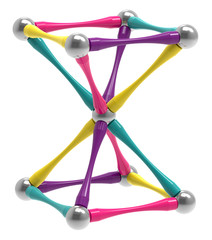 Children's magnetic toy in the form of a hourglass, inverted pyramid, 3D rendering.