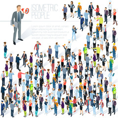 Wall Mural - People crowd. Isometric vector abctract