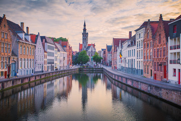 Brugge cityscape in the evening