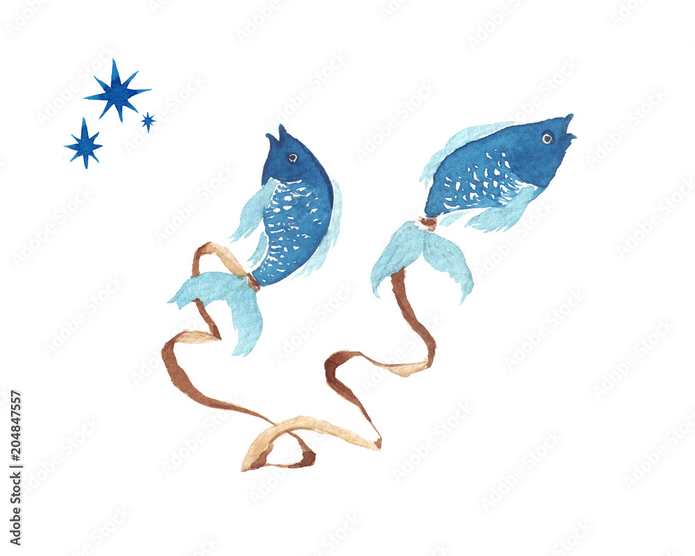 十二星座 魚座 水彩 イラスト Stock Illustration | Adobe Stock