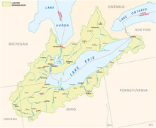 Lake Erie Drainage Basin Vector Map