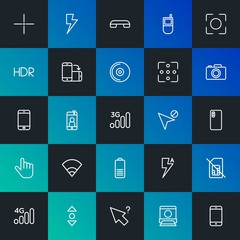 Poster - Modern Simple Set of mobile, video, photos, cursors Vector outline Icons. Contains such Icons as  concept, mobile,  space,  end and more on dark and gradient background. Fully Editable. Pixel Perfect.