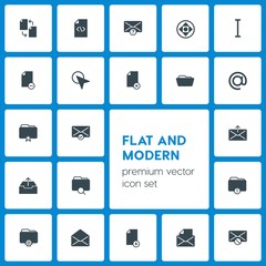 Poster - Modern Simple Set of folder, cursors, files, email Vector fill Icons. Contains such Icons as  data, search,  web, remove,  open, file,  error and more on dark background. Fully Editable. Pixel Perfect