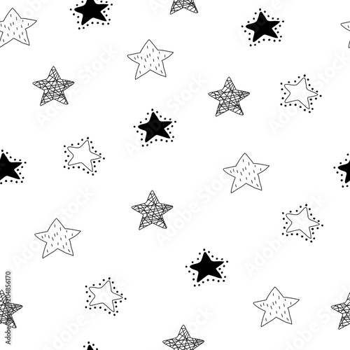 Cotton fabric Scandinavian style abstract seamless pattern with stars