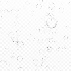 Wall Mural - Transparent fizzy underwater gas bubbles over checkered background