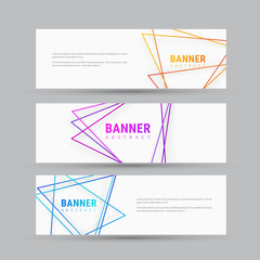 Poster - Design of white horizontal banners with abstract triangles.
