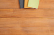 Minimal work space - Creative flat lay photo of workspace desk. Office desk wooden table background with mock up notebooks. Top view with copy space, flat lay photography.