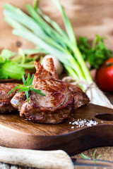 Wall Mural - Roasted veal chops with herbs