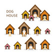 Dogs in Doghouse or Kennel, Large to Small Size, Pets and Animal