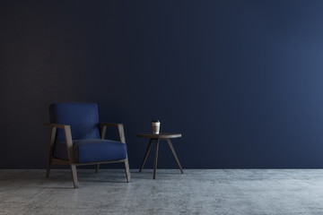 Wall Mural - Modern blue interior with copyspace