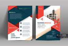 Abstract Vector Modern Flyers Brochure / Annual Report /design Templates / Stationery With Red And Gray Geometric Background In Size A4