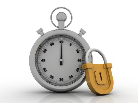 3d illustration stopwatch with lock