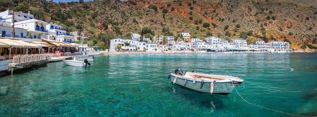 Wall Mural - panorama of the scenic village of loutro in crete, greece